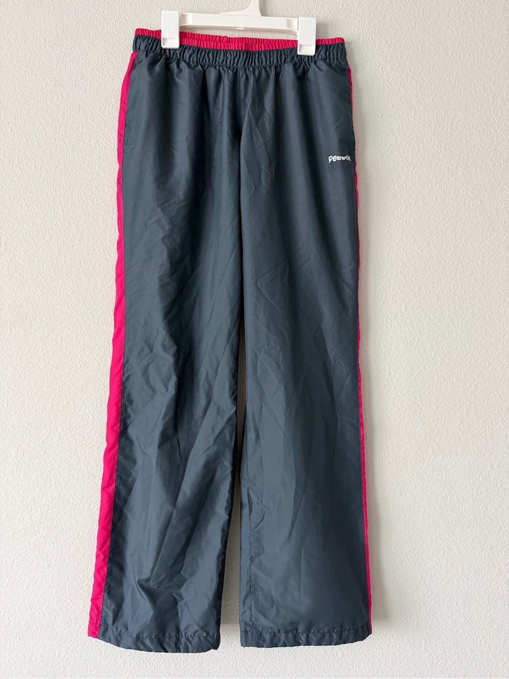 Vintage Reebok Track Pants Grey Pink Stripe Size S